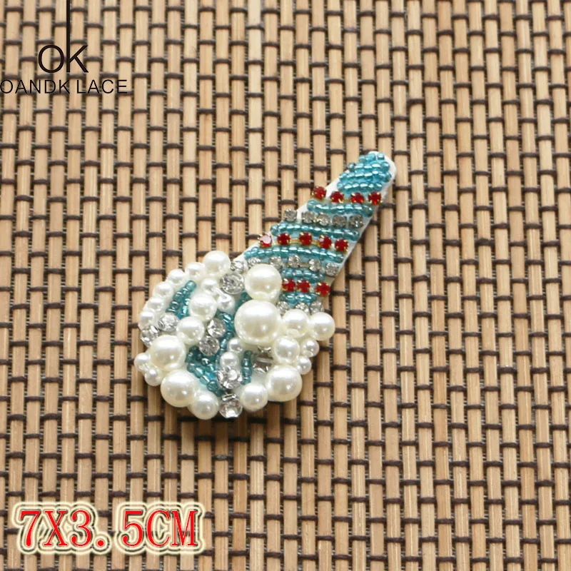 3D Handmade Rhinestone Beaded Patches Colorful Sew on Crystal Patch beading Applique Cute Patch Rainbow,Ice-cream,umbrella