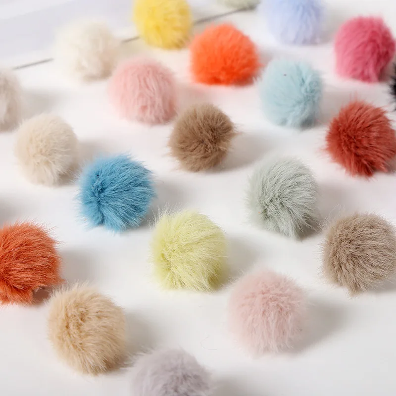 25mm Faux Rabbit Fur Pompom 2.5cm DIY Craft Pompon Supplies Fluffy Pompones In Key Chains As Jewelry DIY Earring Pom Poms 10pcs