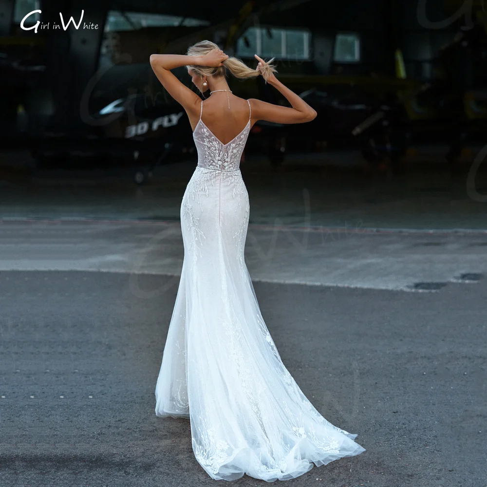 เซ็กซี่สปาเก็ตตี้สายคล้องลูกไม้ Mermaid Sweetheart ชุดเจ้าสาว Backless ราคาถูกเจ้าสาว Robes Vestido De Novia