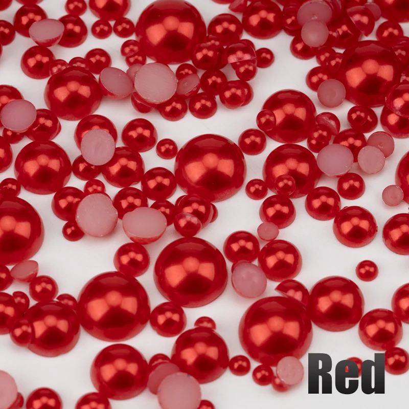 VDD 200g Großhandel, gemischte Größen 3-10mm, mehrfarbige ABS-Imitationsperlen, halbrunde Flachrückperlen für DIY-Handwerk, Nagelkunst-Dekorationen – Detail 11