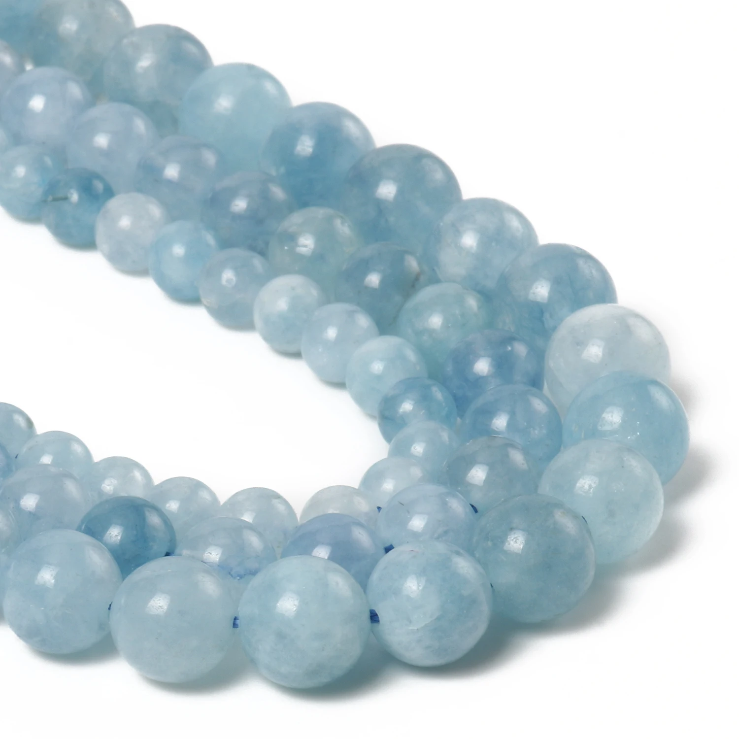 Natural Stone Beads Aquamarines Chalcedony Round Loose Beads For Jewelry Making Bracelets Needlework DIY Accessories 6-10MM