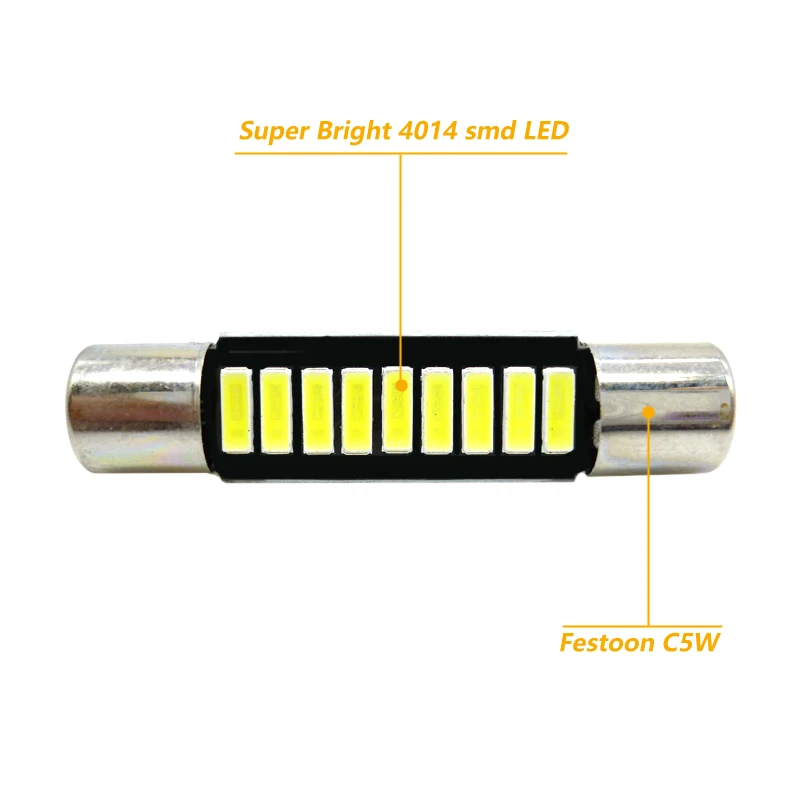 4x車のインテリア照明 9-SMD 28 ミリメートル 29 ミリメートル 31 ミリメートル 6614 のために車のled交換電球太陽バイザーランプ白