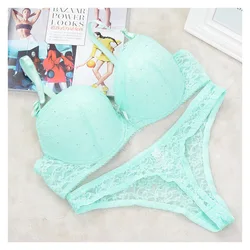 Luxury Sexy Thong France Embroidered Lace Bra Sets For Women Push Up Bra And Panty Set Underwear Sets