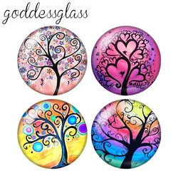 New Beauty Colorful Life of Tree Love hearts 10pcs 12mm/18mm/20mm/25mm Round photo glass cabochon demo flat back Making findings