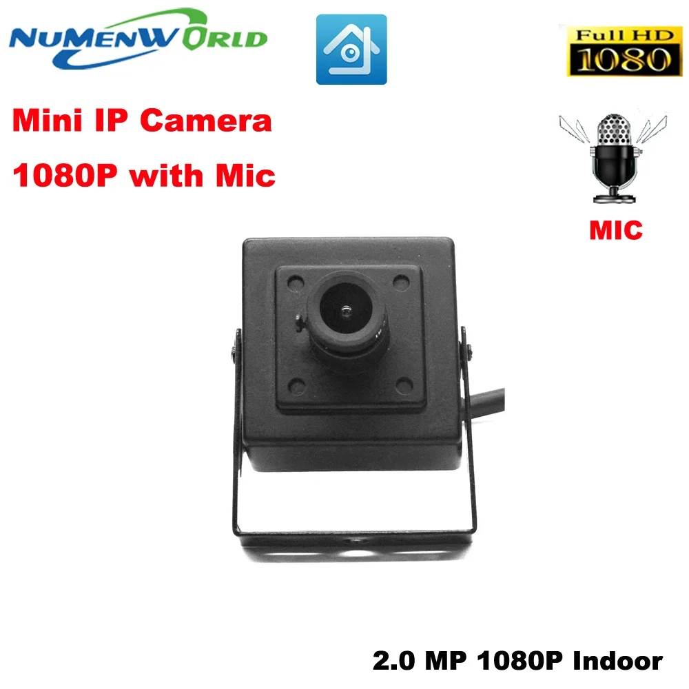 Mini IP camera 1080P 2.0MP with 2.8mm wide lens HD network camera built in microphone CCTV Security Video camera for Indoor use