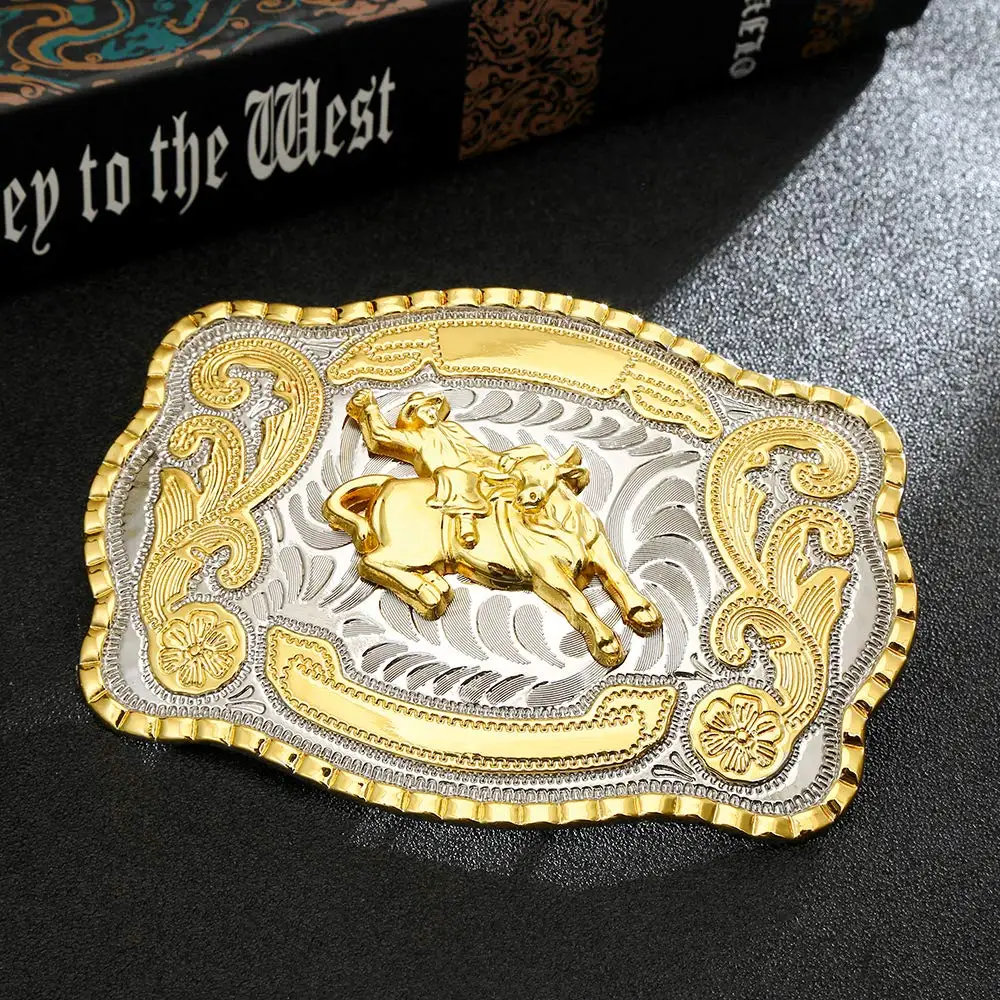 Biger oro argento rettangolo Giro steven 2187 fibbia per uomo occidentale cowboy fibbia senza cinghia della lega personalizzati larghezza 4 centimetri