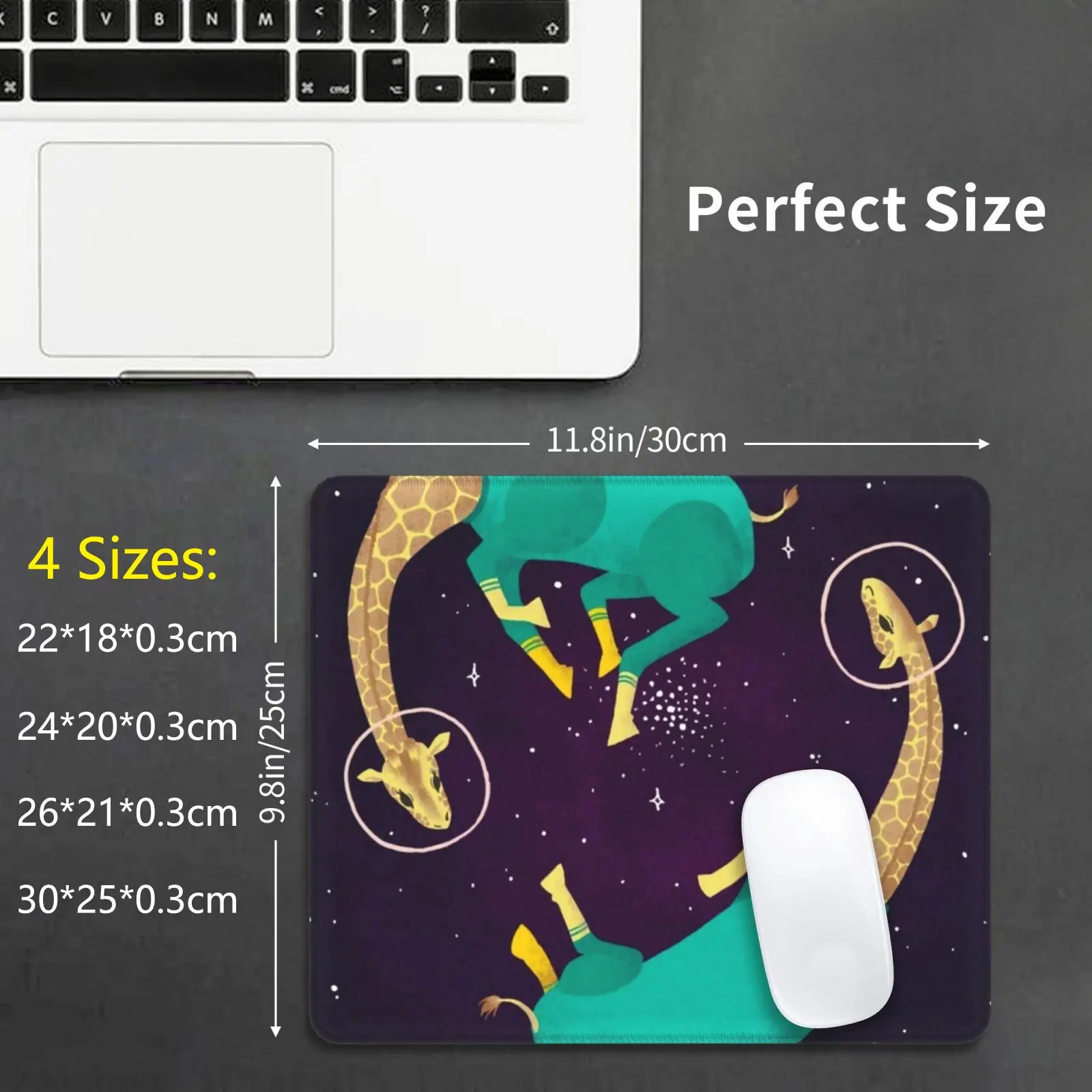 Space Giraffes Mouse Pad DIY Print Cushion Space Giraffes Animals Space Animals Scifi Painiting Cute Floating