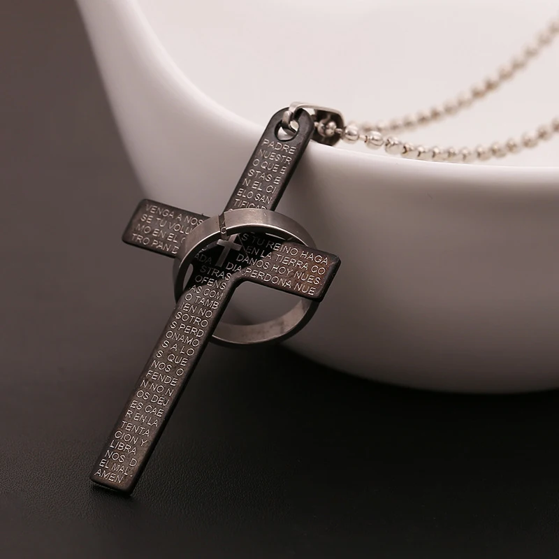 NEW Fashion Stainless Steel Pendant Christian Bible Prayer Cross Pendant Men Necklace Charming Gifts Jewelry Gifts 2024