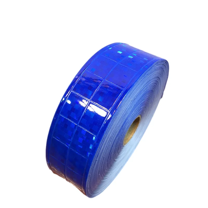 Blue High Visibility Night Reflective Flashing Small Square Warning Fluorescent PVC Tape, Safety Vest Strips, 5cm * 50m