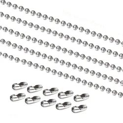 wide1.2-6mm Stainless Steel Ball Chain Necklace For Pendant or Dog Tags Chains Jewelry Making  with 10 Connectors Wholesale