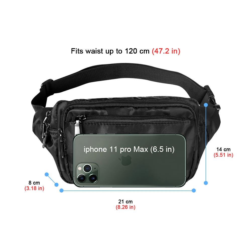 Buylor Waist Pack Sports Men Bag Hot Belt Bum Bag Camouflage Waist Bag Fanny Pack Unisex Bum Bag Waterproof Phone Wallet Pouch