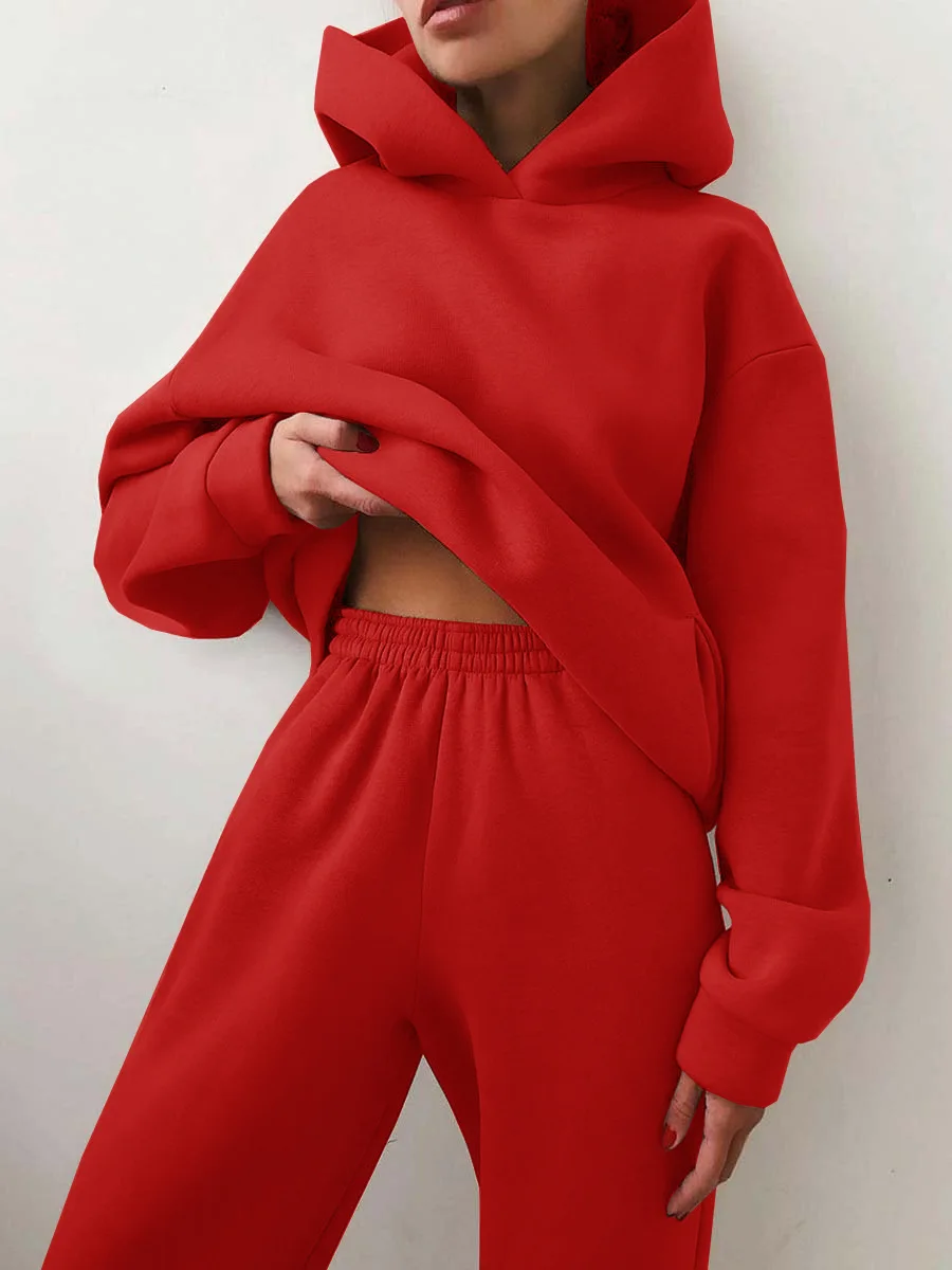 Two Piece Sets Women Tracksuit Oversized Suit Autumn Trouser Suits Female Sweatshirt Clothing Solid Sports Hoodie Sportswear