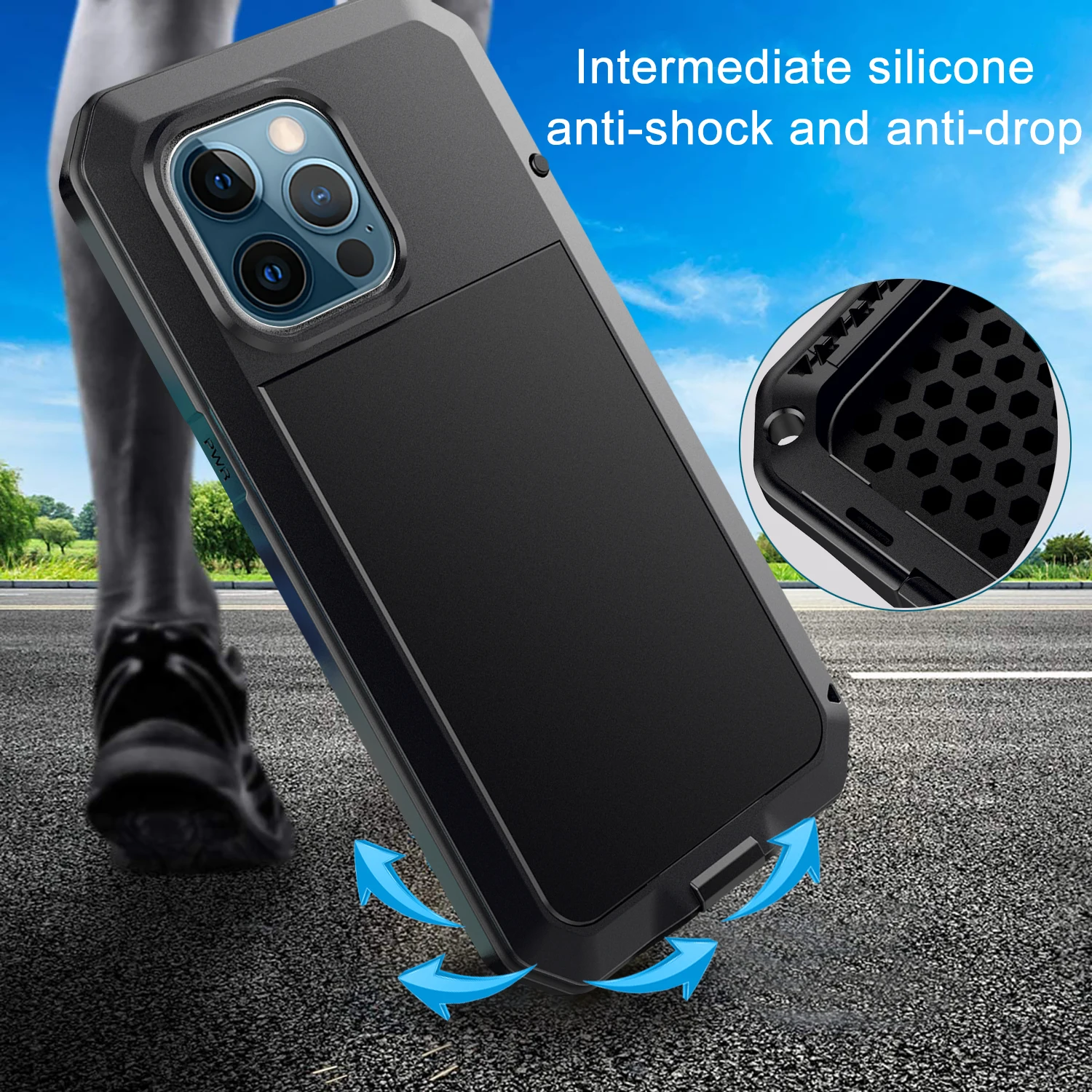 Toughened Glass Heavy Duty Phone Case For iPhone 15 14 13 12 11 XR Xs Max SE 2022 8 7 Plus Metal Aluminum Armor Shockproof Cases