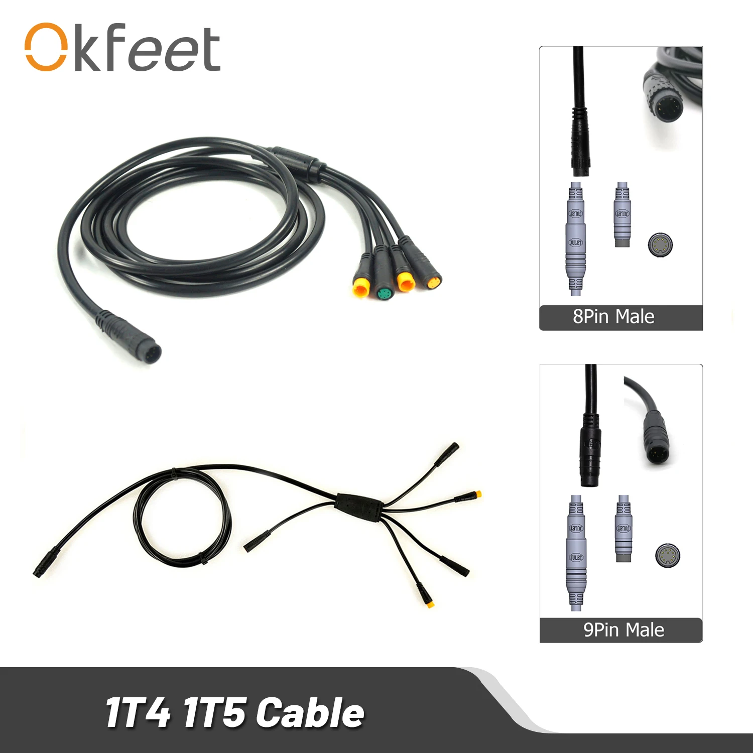 

Okfeet e bike JULET 1T4 1T5 Водонепроницаемый кабельный контроллер Light Ebrake Дисплей дроссельной заслонки Аксессуары для переоборудования кабеля Ebike