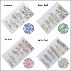 SS3-SS10 1200 pezzi formati della miscela rosa/verde/blu/bianco opale vetro chiodo Strass Glitter Strass Nail Art decorazioni Strass