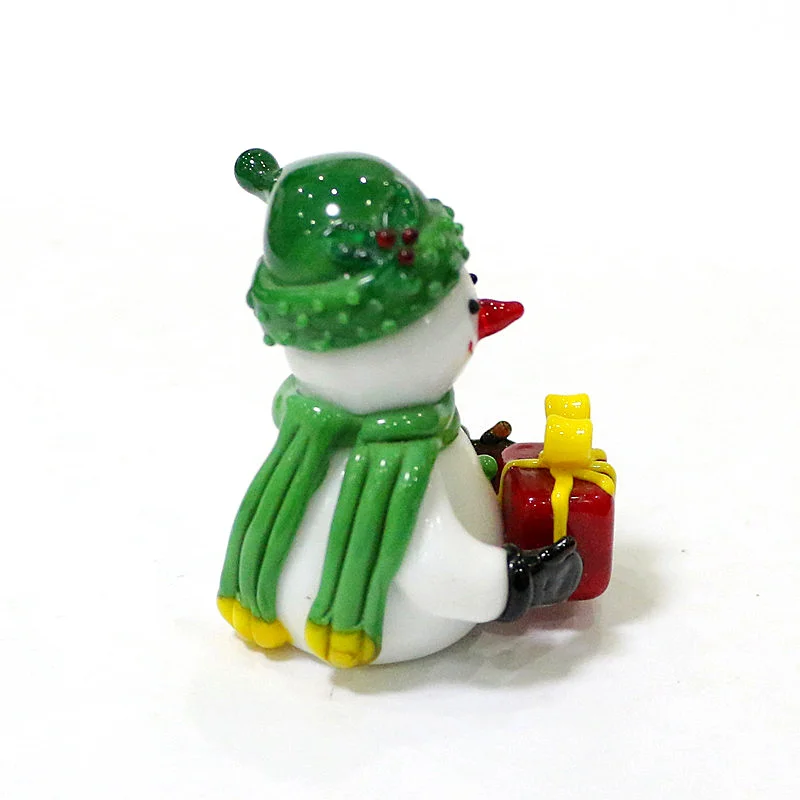 Leuke Kerst Sneeuwpop Murano Glas Ornamenten Merry Xmas Decoratie Voor Thuis Figurine Tuin Miniaturen 2022 Nieuwjaar Xmas Decor