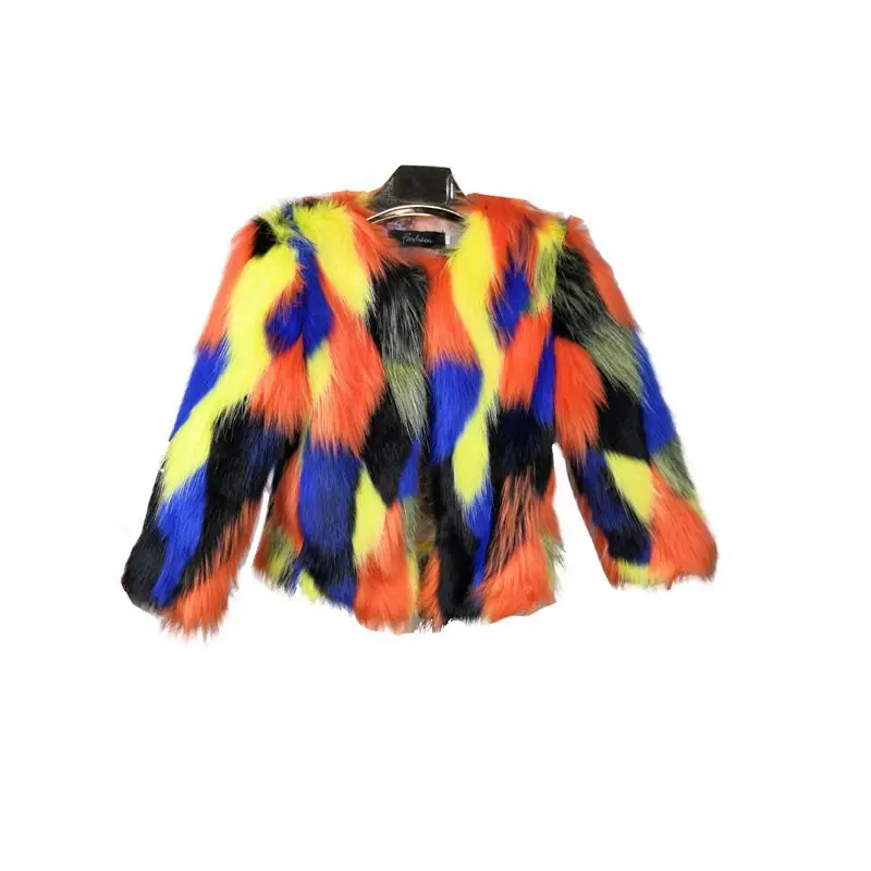 

2022 Children's Clothing Kids Girl Faux Fur Coat Colorful winter Jacket Outwear Girls Overcoat CT085