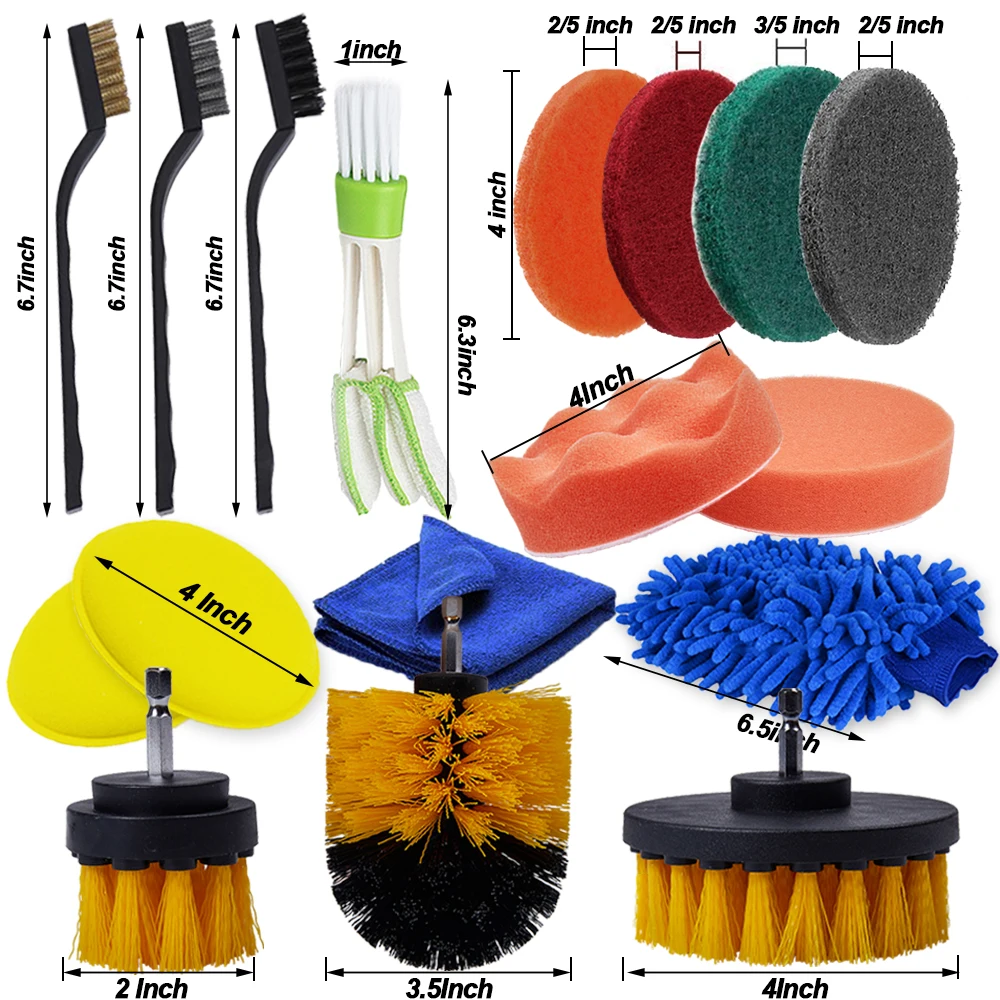 Detailing Brush Set Power Scrubber Drill Brushes Car Detail Brush For Air Vents Car Polish Pad For Glass Tire Rim Cleaning