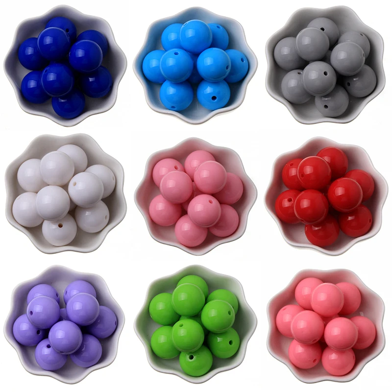 6/8/10/12/14/16/18/20mm Cheap Colorful Bubblegum Beaded Solid Acrylic Beads For Necklaces Jewelry Making Bracelet