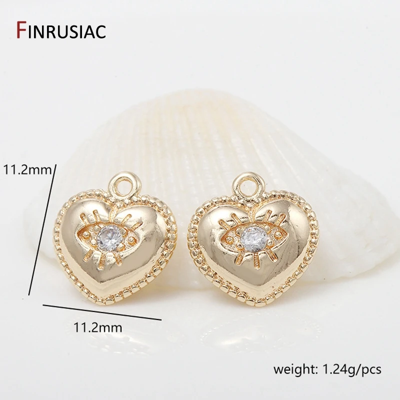 14K Emas Berlapis Mata Pola Desain Berbentuk Hati Hiasan Liontin untuk Membuat Perhiasan DIY Anting-Anting Kalung Liontin Aksesoris