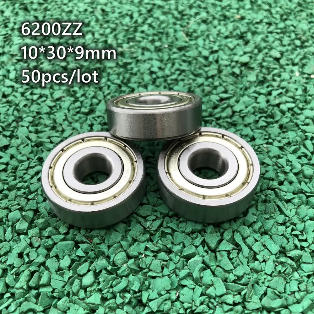 50pcs/lot  6200ZZ  6200 Shielded Deep Groove Radial Ball Bearings 10x30x9 mm