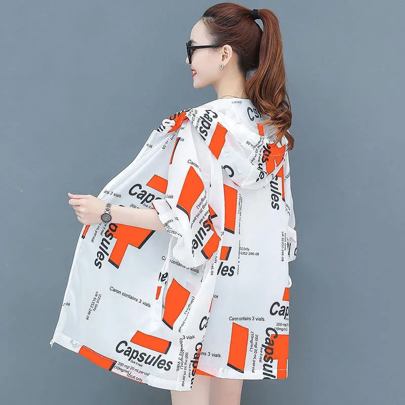 Women Summer Jacket 2022 Female Printing Sun Protection Clothing Loose UV Protection Coat Ladies Sun Protection Top B