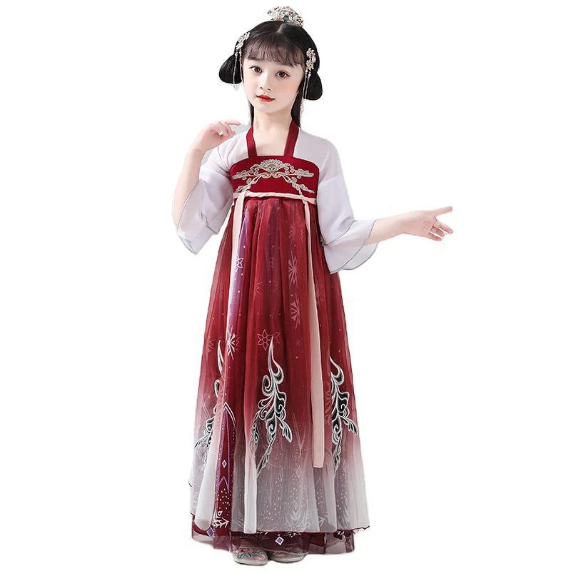 Falda China hanfu para niñas, vestido Retro de estilo Oriental chino, traje Tang para cosplay, vestido de princesa, regalo de Navidad