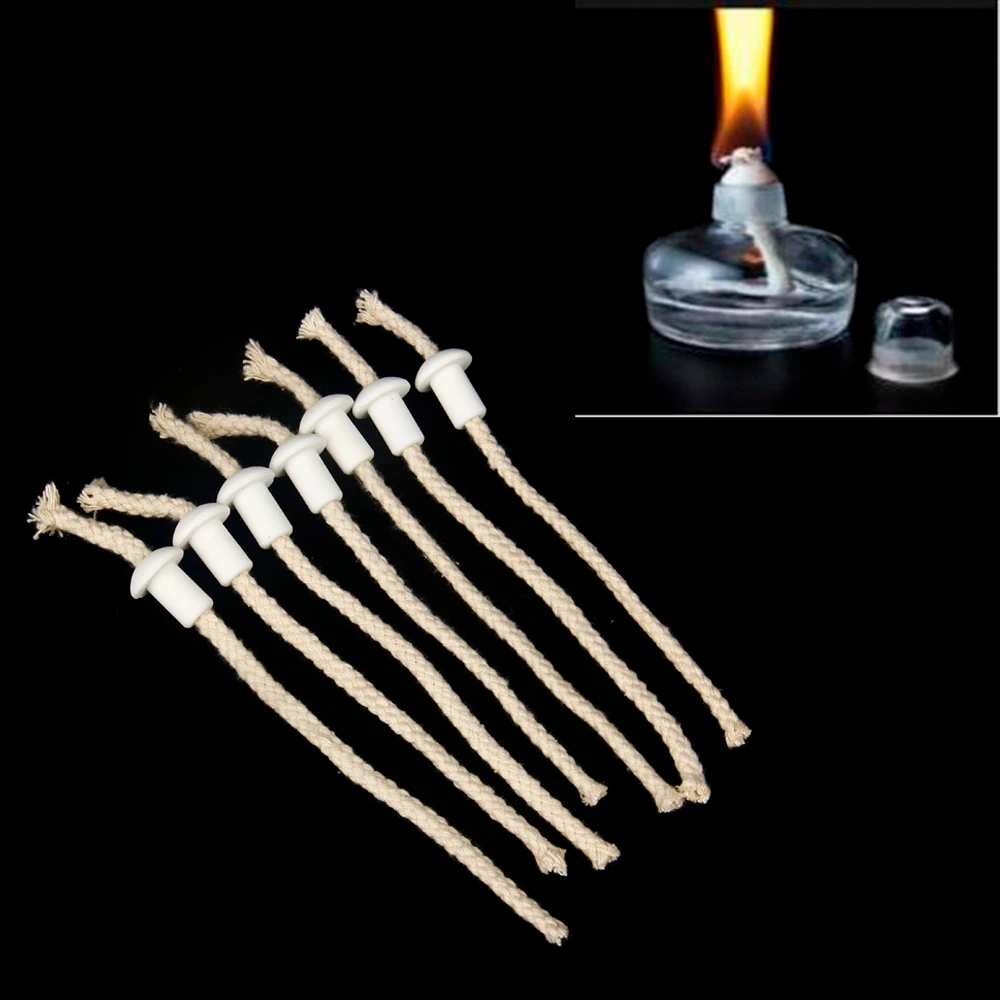 7pcs Cotton for Wick + 7pcs Ceramic Holders for Tiki torch Wine bottle oil lamp W/ COTTON Kerosene for Wick for Alcohol lamp