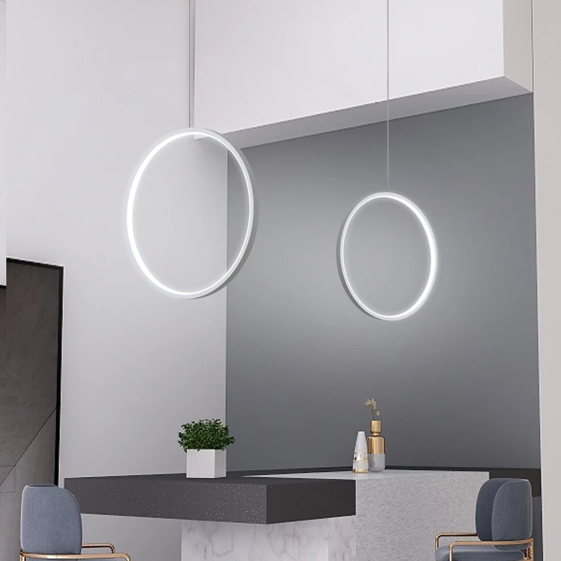 Imagem -05 - Modern Hanging Circle Round Pendant Light Vertical Ring Lâmpada Pingente para Escadas e Lobby Simples Led Chandeliers Fixture