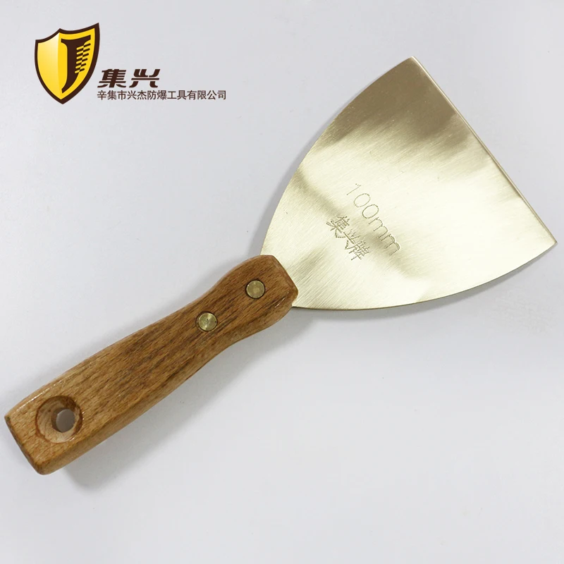 Cuchillo de masilla de latón con asas de madera, herramientas a prueba de explosiones, espesor de 1,5mm