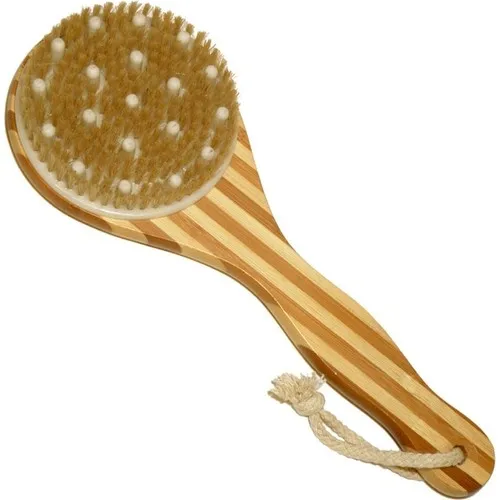 Bora Bamboo Handle Massage Cellulite and Bath Back Brush Wooden Brush