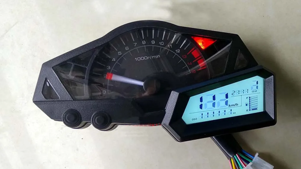 Universal 1-6 Gear Digital LCD Odometer Speedometer Tachometer 199 Kph Mph For Kawasaki Ninja 300