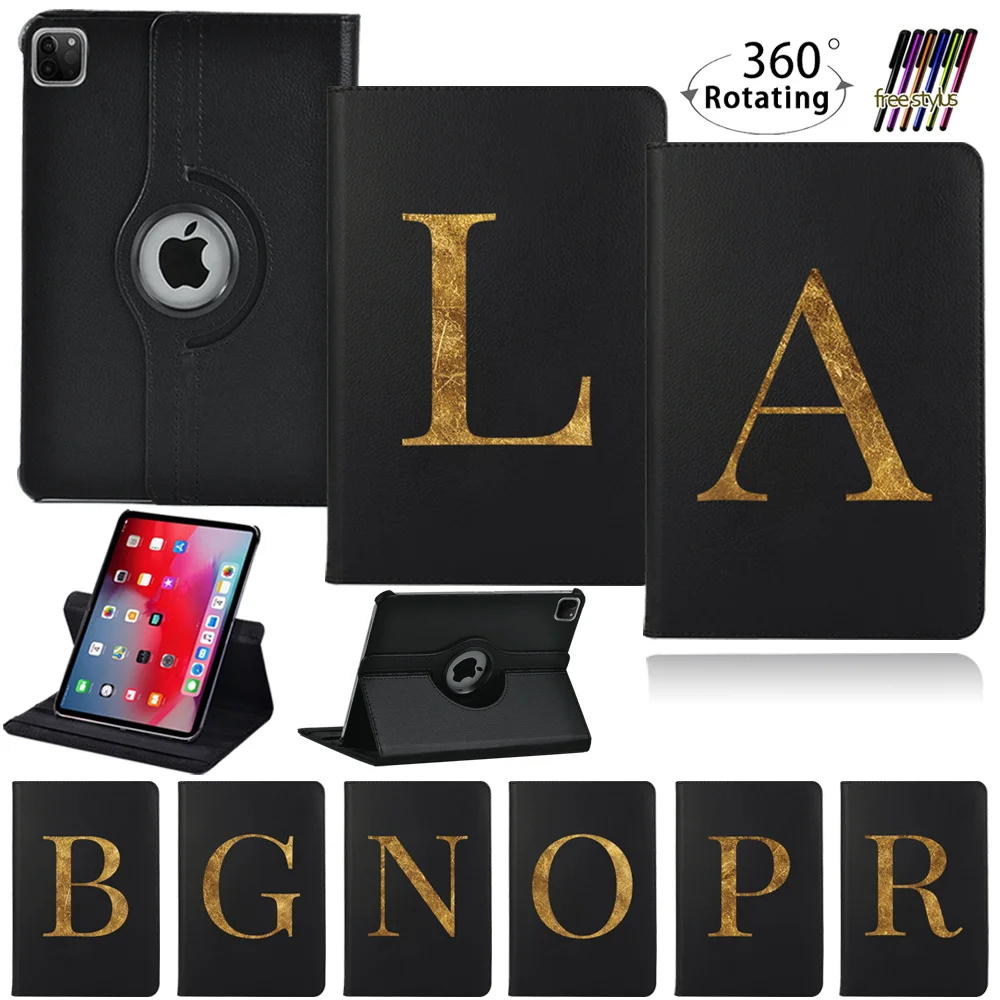 

360 Вращающийся планшетный чехол для IPad Pro 10,5 "Pro 11" 2018 2020/ IPad Pro 9,7 дюйма письмо серии с печатным рисунком Защитный чехол Чехол