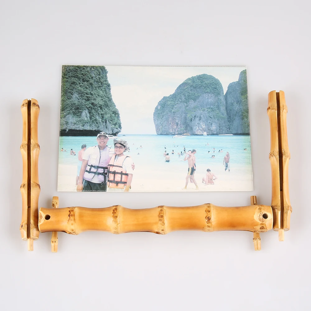 Nilerun New Design Creative Handmade Detachable Removable Knock-down Natural Bamboo Root Picture Display Rack Stand Photo Frame