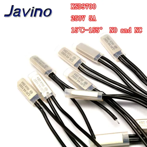 1-20 piezas Javino KSD9700 250V 5A 15 ~ 155 grados interruptor de temperatura de disco bimetálico cierre Normal termostato Protector térmico