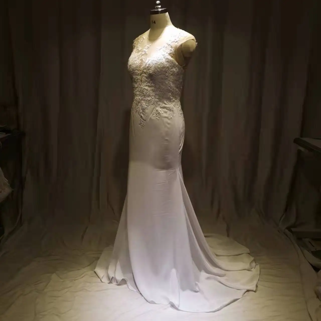 MYYBLE-Robe de Mariée Sirène en Satin Doux avec Appliques en Dentelle, Vêtement de Patients Transparents, Reliure dans le Dos, Modeste, 2021