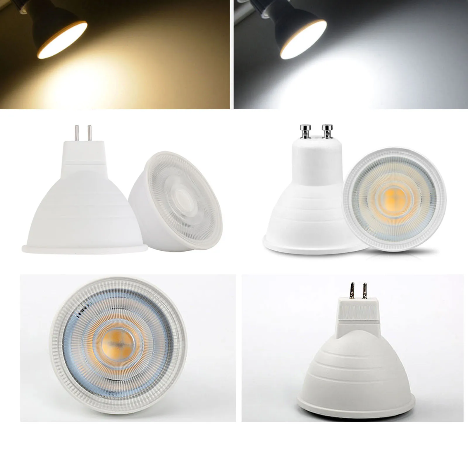 Dimmable LED Lamp GU10 LED Spotlight Bulb 110V 220V 7W MR16 GU5.3 COB Chip 30 Degree Beam Angle For Home Office Decor Light Lamp