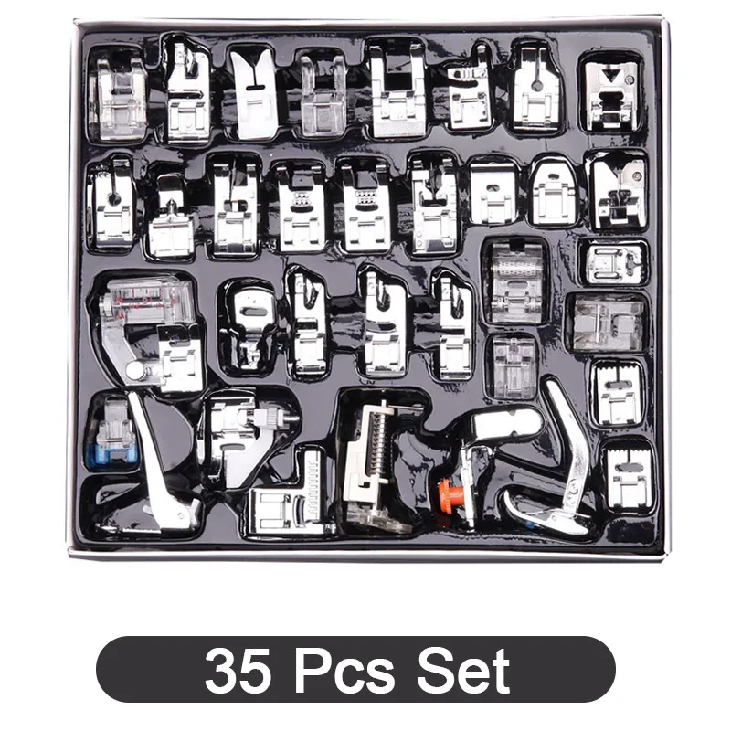 

Presser Foot Set 35 PCS - Contain Satin Stitch Roll OfLace Presser, Quilting Braiding Overcast HoleCording Edge Joining Foot