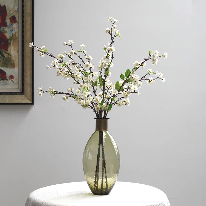 Sakura Flowers White Pink Cherry Blossom Plastic Branch Artificial Rattan Silk Fake Flores Home Decor DIY Acce