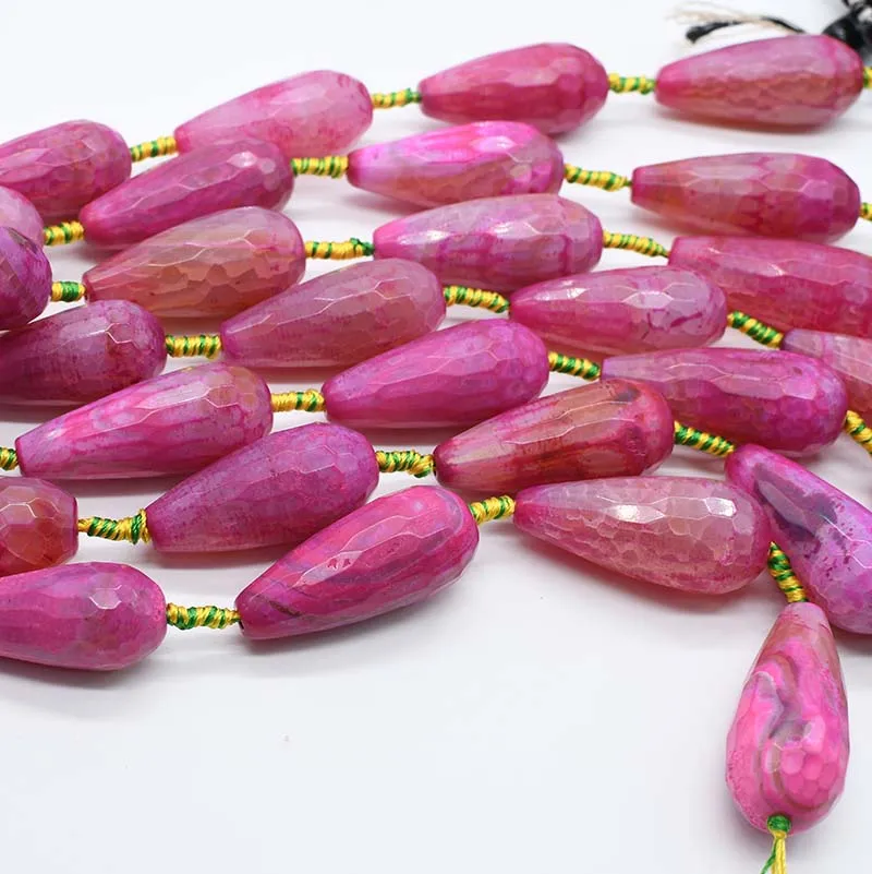 1 strands/lot Water drop pink agate natural stone beads For DIY Necklace Bracelet Earring Pandant Jewelry Making