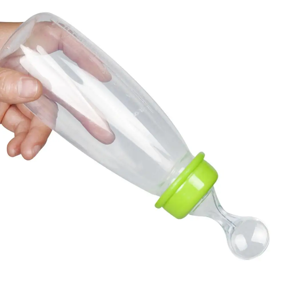 Cuchara de cereales de arroz para bebé, vajilla de botella exprimible, contenedor de alimentos fácil de sostener, 240ml, 2 uds.