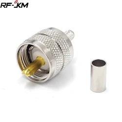 1Pcs UHF PL259 Male Plug Crimp RG58 RG142 LMR195 RG400 Coaxial Cable Straight Connector