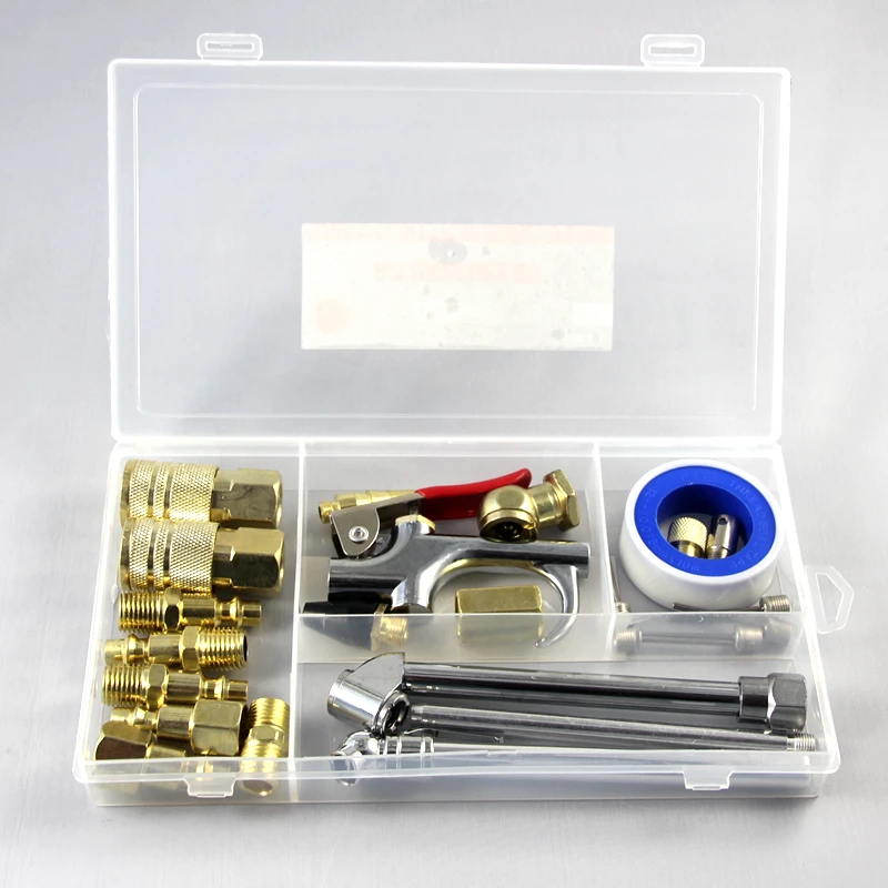 24Pcs/Kit Pneumatic Tools Whole Set Air Blow Gun Tire Inflating Gauge American Type Quick Connector Air Compressor Accessories