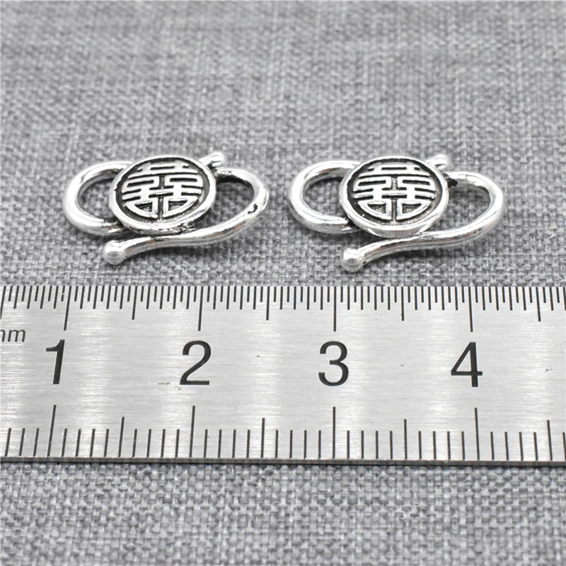 2pcs of 925 Sterling Silver Double Happiness Hook Clasps for Necklace Bracelet