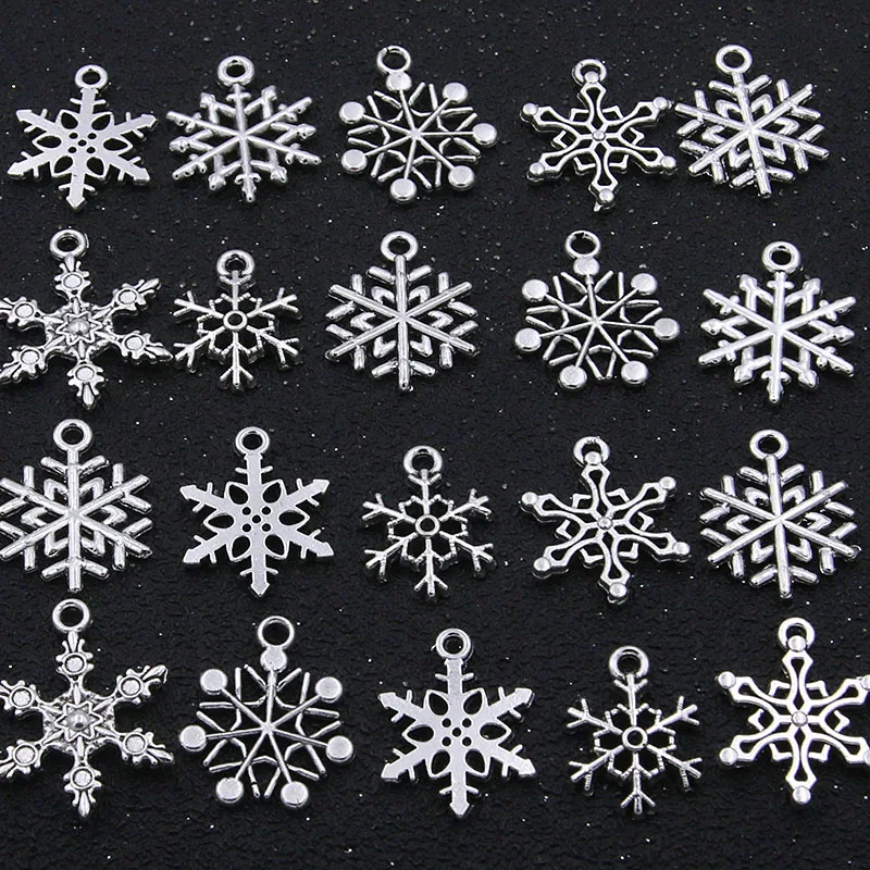 

20Pcs 6 Style Mix Sizes Charms Snowflakes New Product Metal Zinc Alloy DIY Jewelry Christmas Pendant Handmade Craft Makings