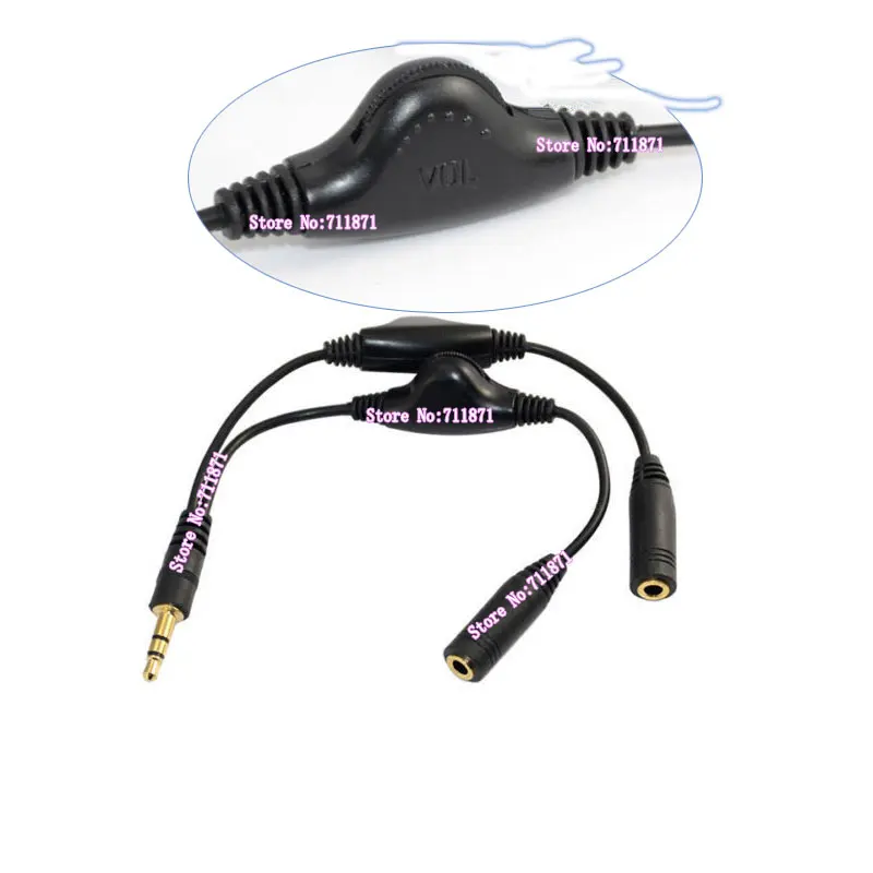 + - VOL 3.5 Male 2 two Double Female Audio Line one Male two 2 Female 3.5 With Audio control 3.5 couple headset Audio cable Line