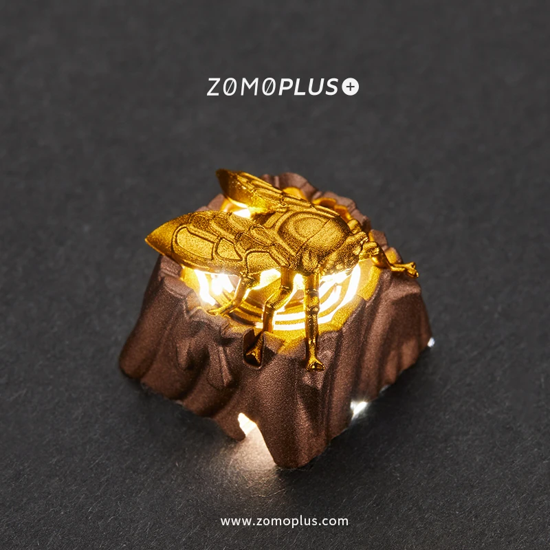 ZOMO Key cap mechanical keyboards keycap personality design,Animal modeling Golden Cicada aluminum alloy keycaps Cherry MX axis