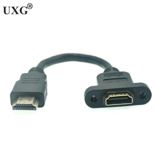 Imagen 2 del producto Cable HD de 90 ángulos macho a hembra, Cable de tornillo de montaje en Panel, Cable compatible con HDMI HDR 4K para adaptador extensor divisor
