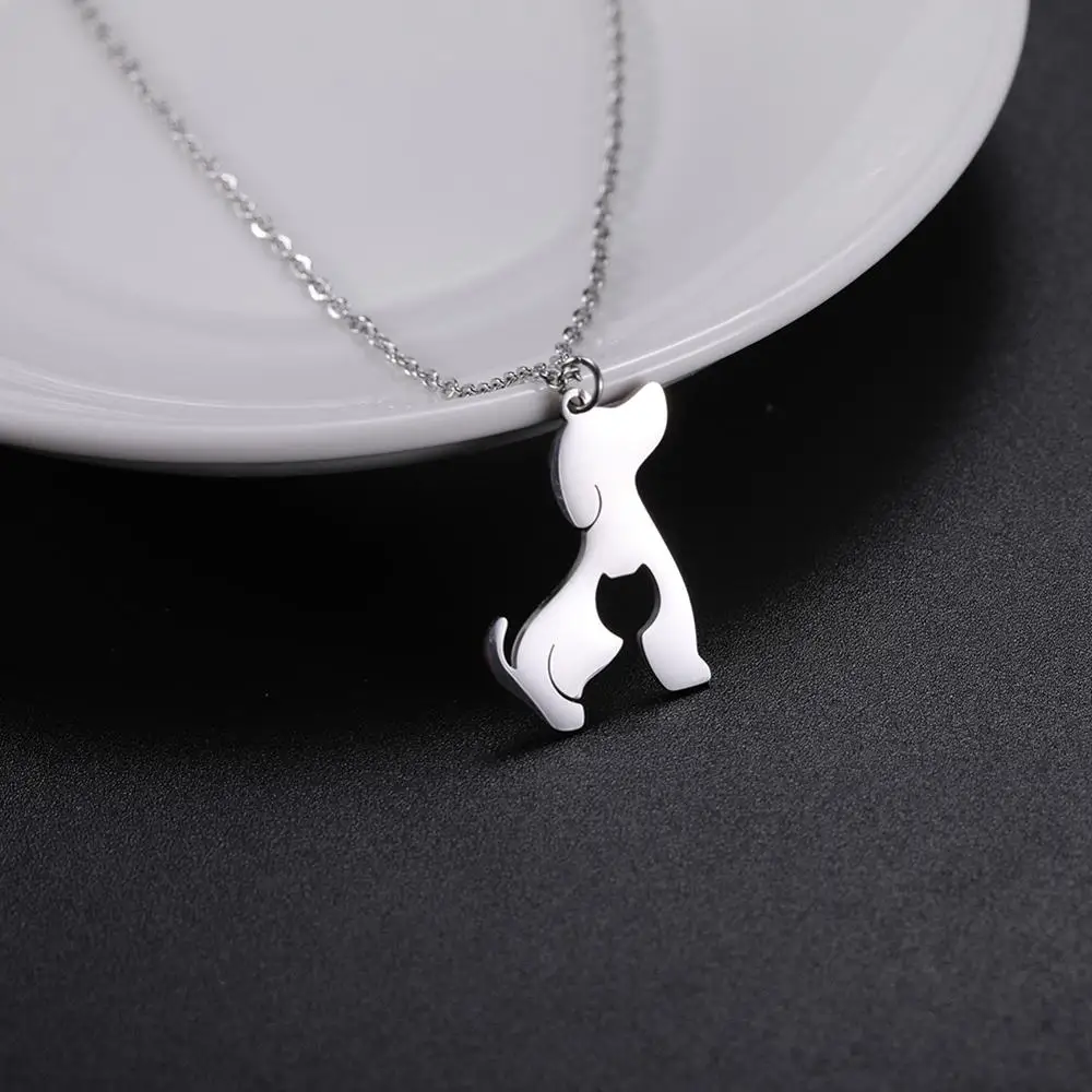 Cazador Stainless Steel Animal Pendant Necklace Cute Cat Dog Pet Whale Elephant Fish Penguin Necklaces Jewelry Gift for Women