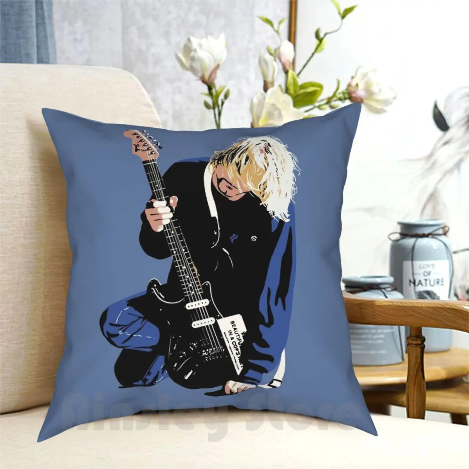 Kurt Pillow Case Printed Home Soft DIY Pillow cover Kurt Music Grunge N Roll Guitar